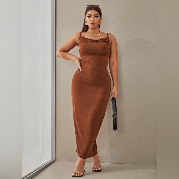 Plus Draped Front Knot Backless Bodycon Cami Dress - Picture 1 of 1